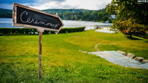tuxedo club wedding ceremony sign