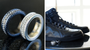 Gay wedding rings David Yurman and Gucci shoes detail at the Ritz Carlton 42 restaurant in White Plains NY
