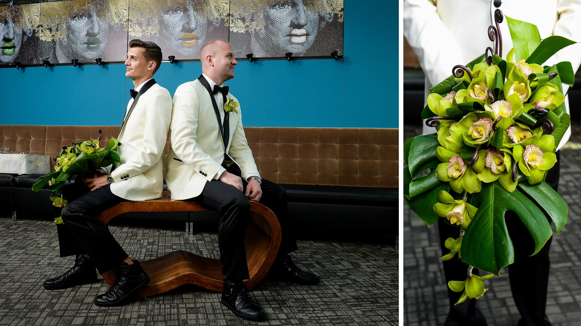 same sex grooms wedding portrait